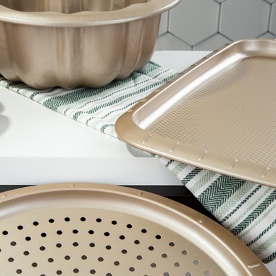BergHOFF 12.5" Brass Non-stick Carbon Steel Perforated Pizza Pan