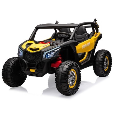 2-Seater 24V Ride-On UTV – Powerful 4WD Electric Car for Kids with Remote Control, Shock Absorbers, Leather Seats, Music & Lights