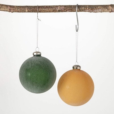 4"H Sullivans Frosted Ball Ornament - Set of 2  Multicolored Christmas Ornaments