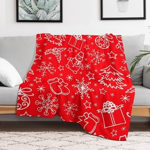 Christmas Red Christmas Throw Blanket Soft Fleece Christmas Blanket Cozy Flannel Throw for Couch Bed 60x80 inches - 1 of 1