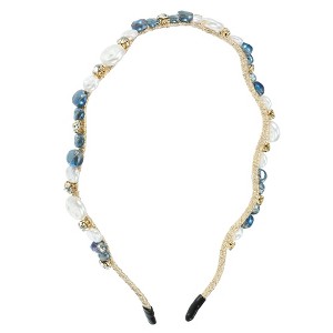 Unique Bargains Women's Rhinestone Vintage Wavy Faux Pearl Headband - 1 of 4