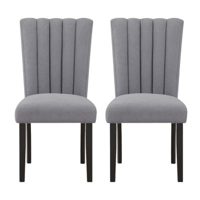 HomeRoots Set of Two 26" Gray and Black Wood and Fabric Counter Height Bar Chairs