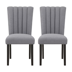 HomeRoots Set of Two 26" Gray and Black Wood and Fabric Counter Height Bar Chairs - 1 of 4