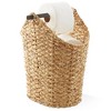 Casafield Toilet Paper Roll Holder Storage Basket with Wood Bar, Woven Water Hyacinth Wicker Bathroom Tissue Storage Organizer - 4 of 4