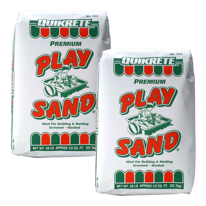 QUIKRETE 50 Lbs Natural Washed, Screened, and Dried Soft Play Sand for Sandboxes, Landscaping or Litter Boxes, Natural Tan Color (2 Pack), 1 of 5