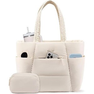 Tote Bag for Women,Large Puffer Work tote bag for 15.In Laptop Teacher Nurse,Lightweight Shoudler Bag for Travel,Daily - 1 of 4