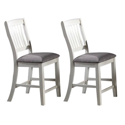 Set of 2 Counter Height Chairs with Fabric Seat Gray - Benzara