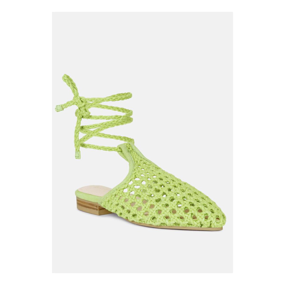 Женские сабо Rag & Co Womens Tutsi Handwoven Honeycomb Cotton Mule Flats Green Tie-Up 6 — фото 3