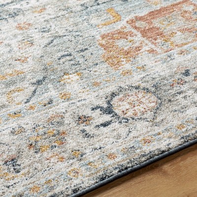 Maretta Charcoal and Light Gray Synthetic Round Area Rug