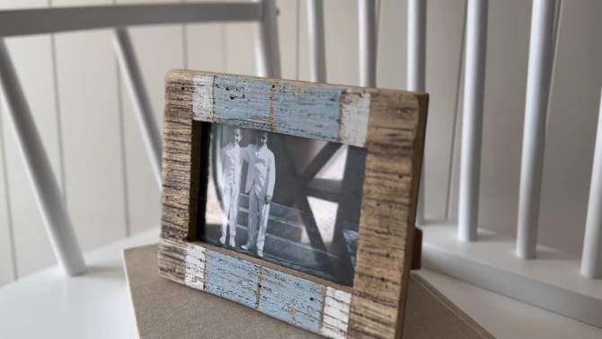 4x6 Inch Washed Driftwood Picture Frame Blue Wood, MDF & Glass by Foreside Home & Garden, 2 of 8, play video
