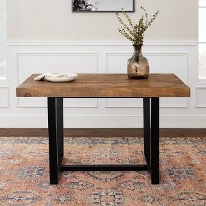 CAVINAS Dining Table Kitchen Table Modern Distressed Solid Wood Metal Open Frame Table for Dining Room - 1 of 4