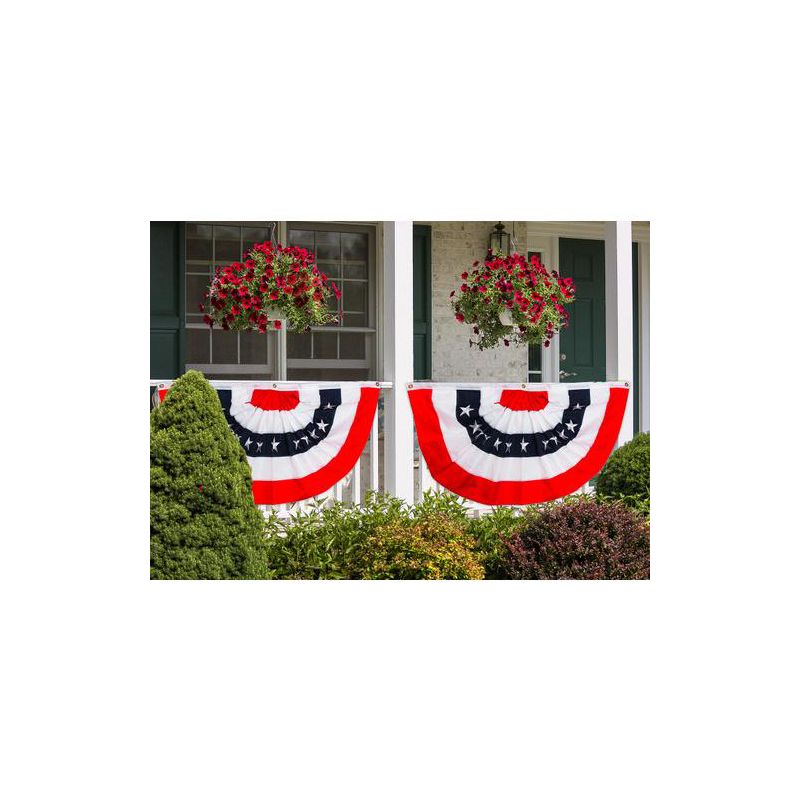 Patriotic Embroidered Bunting USA 72" x 36" Pleated Banner with Brass Grommets Briarwood Lane, 1 of 5