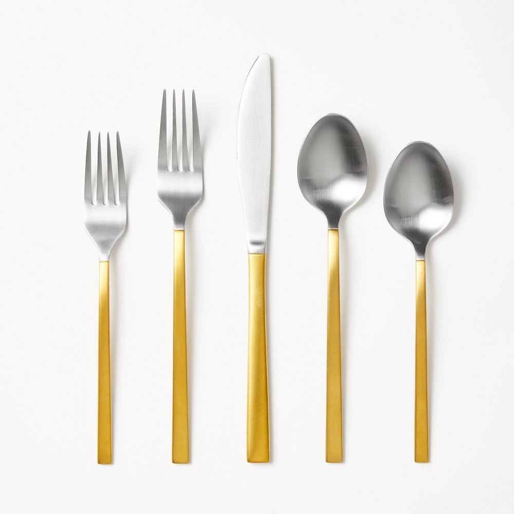 Photos - Other Appliances Two-Tone Kitchen Flatware Set Gold - Threshold™ designed with Studio McGee