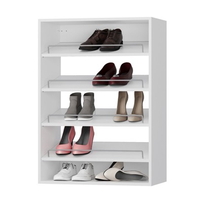 Modular Storage Angled Shelves, Wood Closet Organizer Adjustable, Stacking, Shoe Shelf Unit with 4 Shelves