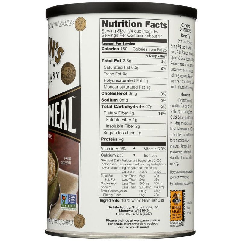 McCann's Quick and Easy Steel Cut Irish Oatmeal - Case of 12/24 oz, 5 of 8