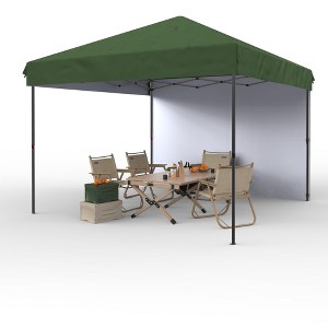 10x10 FT Heavy Duty Pop Up Canopy Tent with 1 Removable Mesh Sidewalls, One Person Setup Commercial Shelter for Events, Parties, Camping - 1 of 4