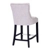 WestinTrends 24" Linen Fabric Tufted Buttons Upholstered Wingback Counter Stool - 4 of 4