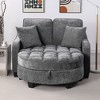 42.68'' Corduroy 2-Seater Sofa Chaise Longue with Irregular Armrests, Plush Cushions, Footrest Storage, and Two Throw Pillows - 4 of 4