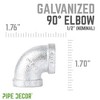 Pipe Decor 1/2 in. Galvanized Iron 90 Degree Elbow - 2 of 4