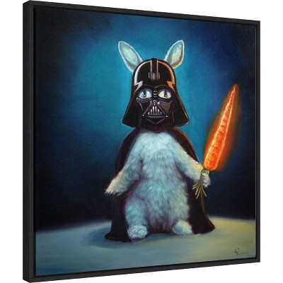 Bunny Vader Framed Canvas Wall Art Print, Black and White