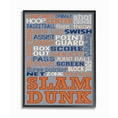 Basketball Denim Feel Framed Giclee Texturized Art - Stupell Industries