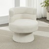 Cream Boucle Swivel Accent Chair,Contemporary 360° Barrel Chair with Curved Back and Plush Seat for Living Room Bedroom Office-Baofuwish - 2 of 4