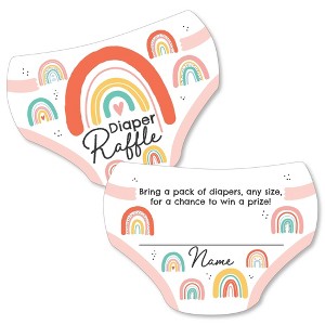 Big Dot of Happiness Hello Rainbow - Diaper Shaped Raffle Ticket Inserts - Boho Baby Shower Activities - Diaper Raffle Game - Set of 24 - 1 of 4