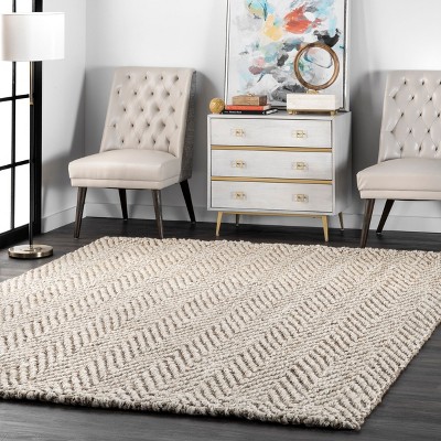 Nuloom Vania Chevron Jute Area Rug, 8' 6" x 11' 6", White