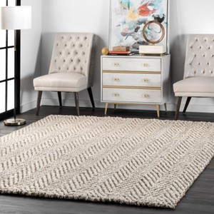 Nuloom Vania Chevron Jute Area Rug, 5' x 8', White - 1 of 4