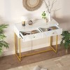 CAVINAS 38 inch Console Table with 2 Drawers,Modern Entryway Table with Stripe Design for Living Room,Hallway,White - 4 of 4