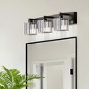 DORESshop 23.62 in. 3-Light Black Square Crystal Bathroom Integrated LED Vanity Light Fixture with 3CCT Function - 2 of 4