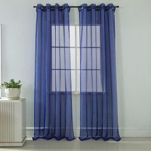 Ramallah Lonnie Grommet Curtain Panel - 54x90", Navy Blue - 1 of 4