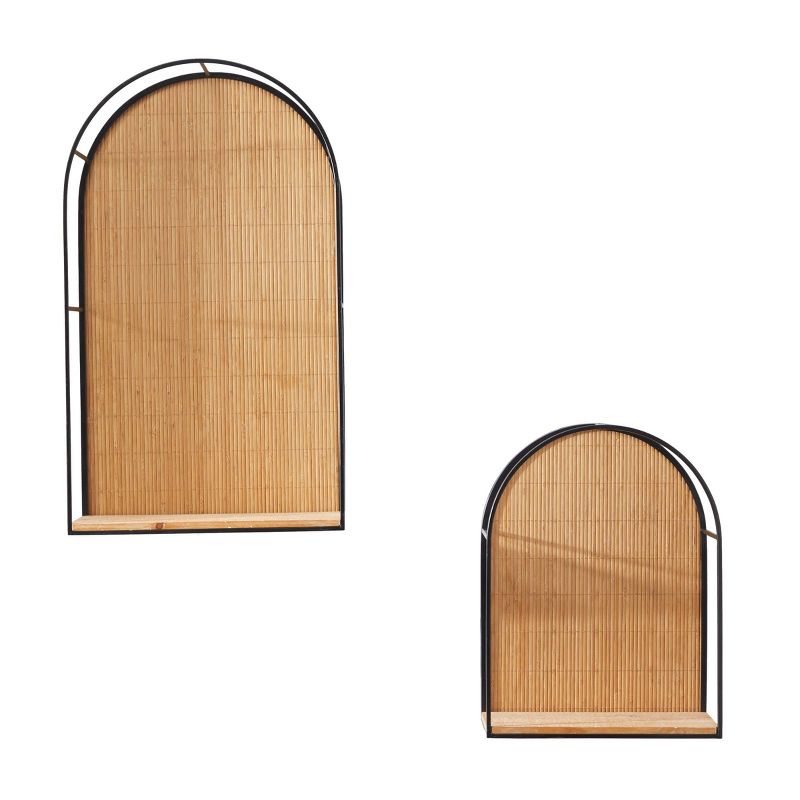 Set of 2 Bamboo Geometric Arched 2 Wall Shelves Brown - Novogratz, 1 of 7