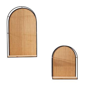 Set of 2 Bamboo Geometric Arched 2 Wall Shelves Brown - Novogratz