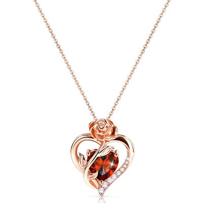 Molenia Heart Birthstone Necklace for Women 925 Sterling Silver Rose Gold Necklace Pendant Jewelry Christmas Anniversary Birthday Gifts for Her