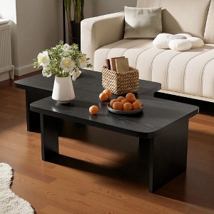 Mshliw 41.7'' Modular Rectangular Coffee Table Set, MDF Splicing Design with Wood Veneer, Dining Table, Multi-Functional Living Room Table - 1 of 4