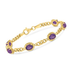 Ross-Simons 4.40 ct. t.w. Amethyst Link Bracelet in 18kt Gold Over Sterling Silver - 1 of 3