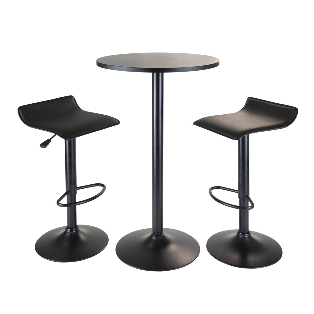 Photos - Dining Table 3pc Obsidian Bar Height Dining Set with Air Lift Adjustable Stools Wood/Bl