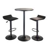 3pc Obsidian Bar Height Dining Set with Air Lift Adjustable Stools Wood/Black - Winsome