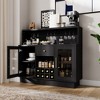 Rustic Modern Home Bar Cabinet with LED Lights & Glass Doors - Coffee & Wine Bar Station for Kitchen, Dining Room, Game Room Furniture - 3 of 4