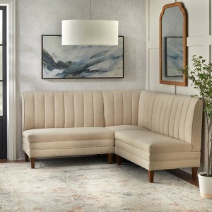 Lifestorey 3pc Kerrington Channel Back Banquette Set Walnut/Cream