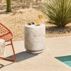 LuxenHome Travertine-Style Round Textured MgO Side Table Multicolored - 2 of 4