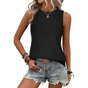 Zeagoo Tank Tops for Women Sleeveless Eyelet Shirts High Neck Cute Summer Top Loose - 1 of 4