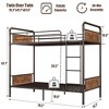Bunk Bed Twin Over Twin with Ladder and High Guardrail, Twin Size Convertible Metal Bunk Beds for Teens/Adults, No Box Spring Needed,Vintage Brown - 2 of 4