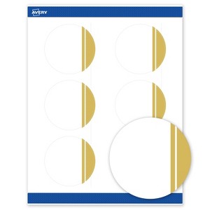 Avery Printable Round Labels, Gold Double-Dipped Edge, 3" Diameter, Matte White Round Labels, Permanent, Laser/Inkjet, 60ct, Great for Product Labels - 1 of 4