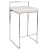 LumiSource Set of 3 Fuji Stacker Counter Height Barstools Stainless Steel/White PU - 2 of 4