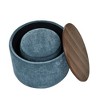 CAVINAS Round Chenille Storage Ottoman Bench with Drum Shaped Small Stool,Upholstered Storage Ottoman,Storage Bench for Living Room,Bedroom - 4 of 4