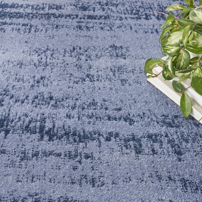 Denim Blue Round Abstract Outdoor Rug 4 ft