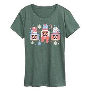 Women's - Instant Message - Winter Nutcracker Heads Short Sleeve Graphic T-Shirt - 1 of 4