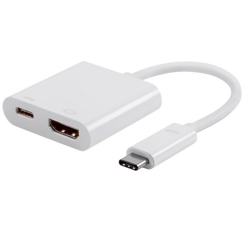 ontwerper Omhoog doel Monoprice Usb-c To Hdmi And Usb-c (f) Dual Port Adapter, Compatible With  Usb-c Equipped Laptops, Such As The Apple Macbook And Google Chromebook :  Target